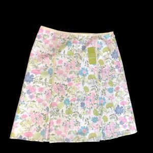 Sigrid Olsen White/ink/Green/Blue Floral Skirt